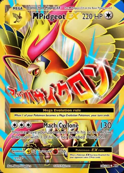 M Pidgeot-EX 105/108 Evolutions Pokemon card
