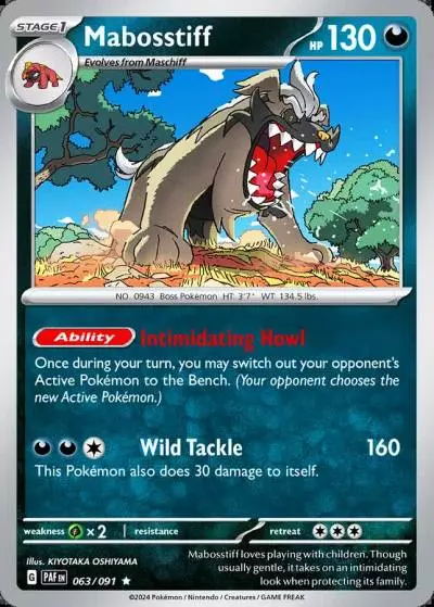 Mabosstiff 63/91 Paldean Fates Pokemon card