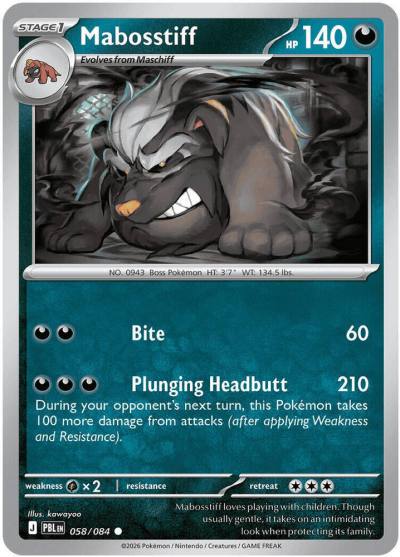 Mabosstiff 58/84 Pitch Black Pokemon card