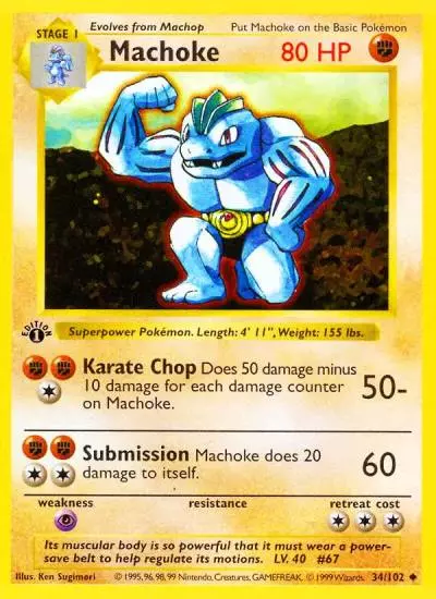 Machoke 34/102 Base Pokemon card