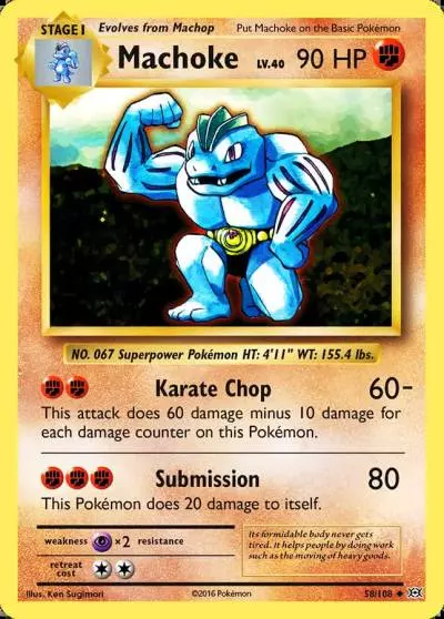 Machoke 58/108 Evolutions Pokemon card