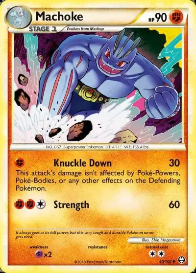 Machoke 40/102 HS—Triumphant Pokemon card