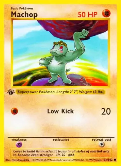 Machop 52/102 Base Pokemon card