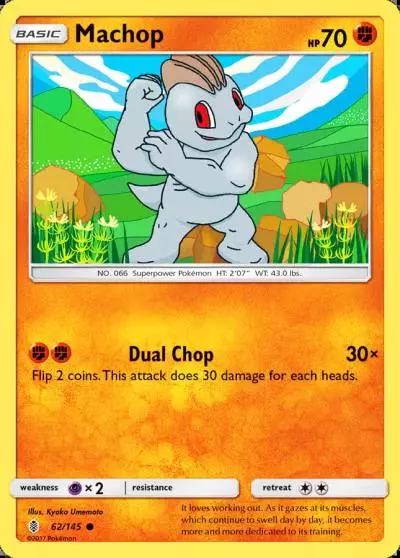 Machop 62/145 Guardians Rising Pokemon card