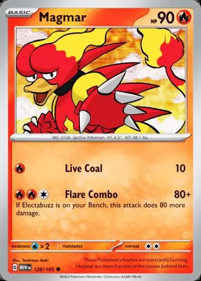 Magmar 126/165 151 Pokemon card