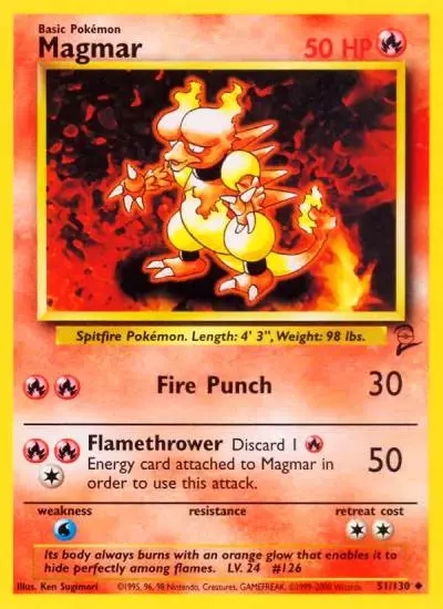 Magmar 51/130 Base Set 2 Pokemon card