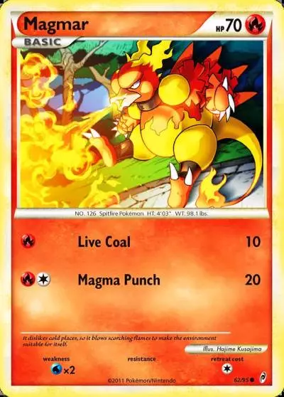 Magmar 62/95 Call of Legends Pokemon card