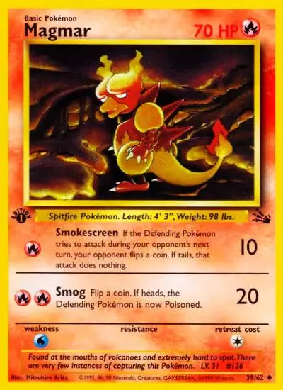 Magmar 39/62 Fossil Pokemon card