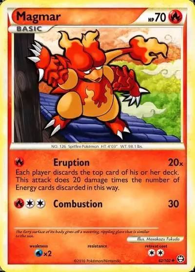 Magmar 42/102 HS—Triumphant Pokemon card