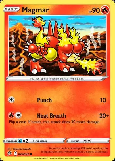 Magmar 29/192 Rebel Clash Pokemon card
