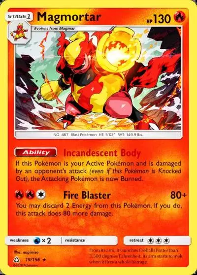 Magmortar 19/156 Ultra Prism Pokemon card