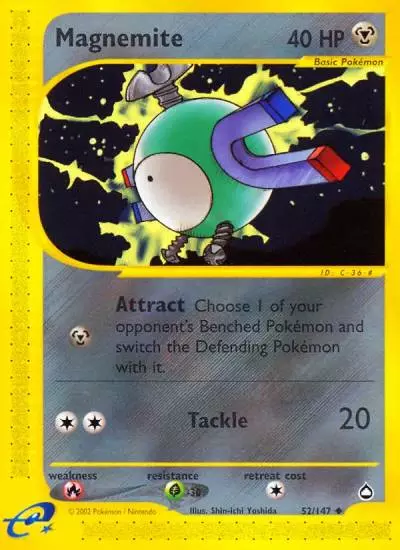 Magnemite 52/147 Aquapolis Pokemon card