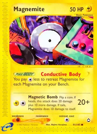 Magnemite 91/147 Aquapolis Pokemon card