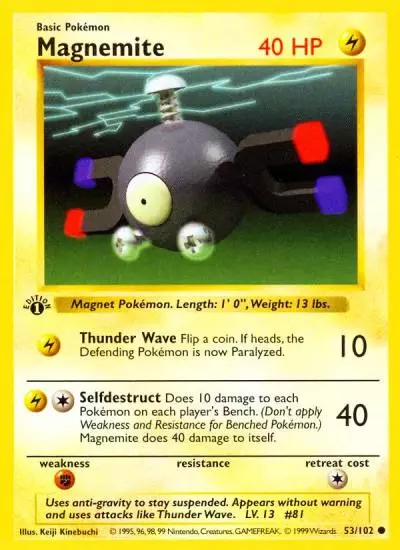 Magnemite 53/102 Base Pokemon card