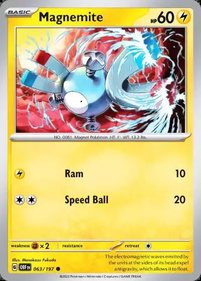 Magnemite 63/197 Obsidian Flames Pokemon card