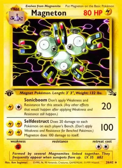 Magneton 26/62 Fossil Pokemon card