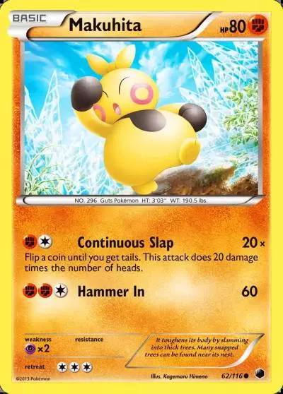 Makuhita 62/116 Plasma Freeze Pokemon card