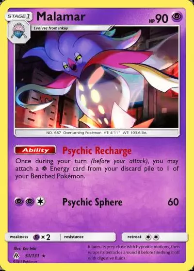 Malamar 51/131 Forbidden Light Pokemon card