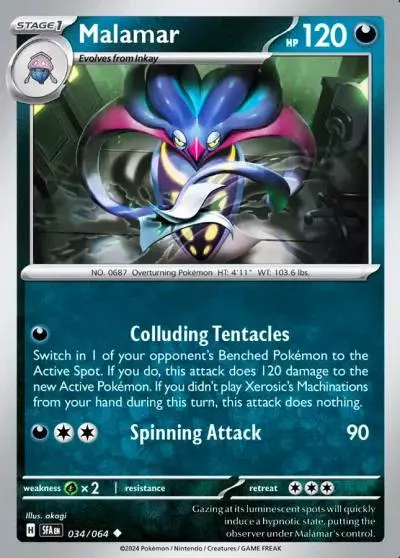 Malamar 34/64 Shrouded Fable Pokemon card