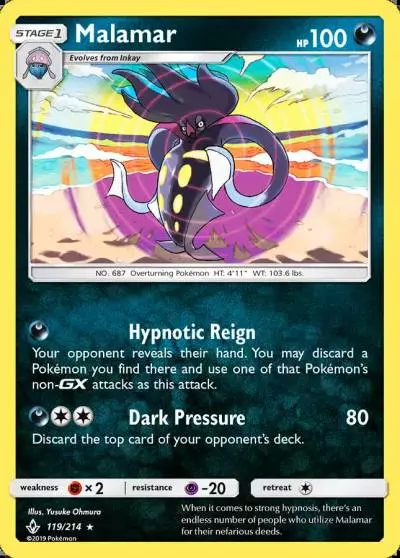 Malamar 119/214 Unbroken Bonds Pokemon card