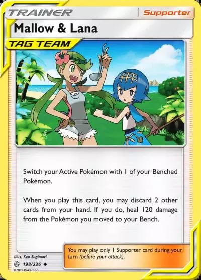 Mallow & Lana 198/236 Cosmic Eclipse Pokemon card