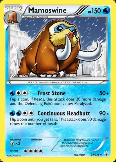 Mamoswine 28/135 Plasma Storm Pokemon card