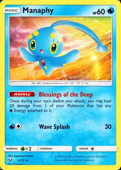 Manaphy 25/73 Shining Legends Pokemon card