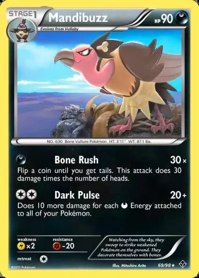 Mandibuzz 69/98 Emerging Powers Pokemon card