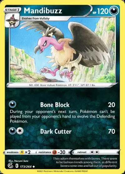 Mandibuzz 173/264 Fusion Strike Pokemon card