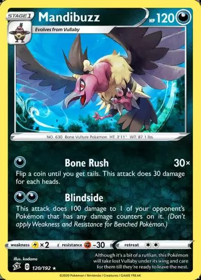 Mandibuzz 120/192 Rebel Clash Pokemon card