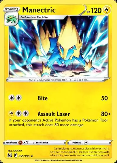 Manectric 55/196 Lost Origin Pokemon card