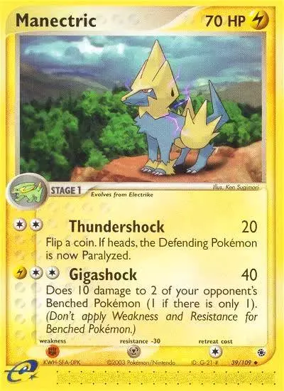 Manectric 39/109 Ruby & Sapphire Pokemon card
