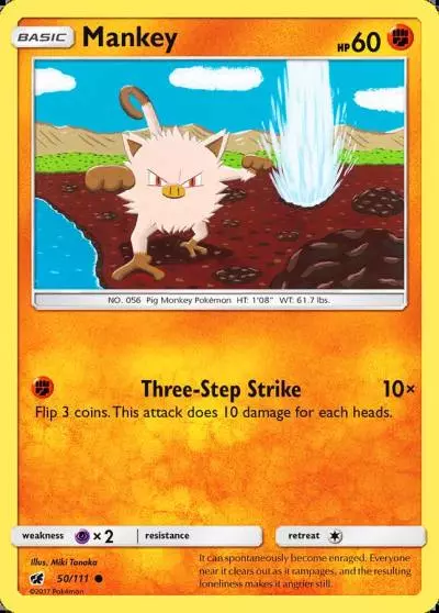Mankey 50/111 Crimson Invasion Pokemon card
