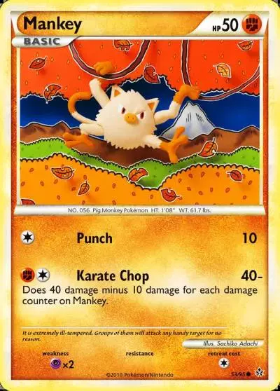 Mankey 53/95 HS—Unleashed Pokemon card