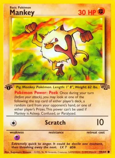 Mankey 55/64 Jungle Pokemon card
