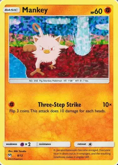 Mankey 8/12 McDonald's Collection 2019 Pokemon card
