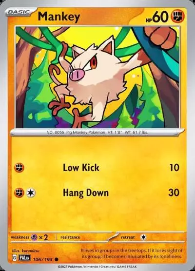 Mankey 106/193 Paldea Evolved Pokemon card