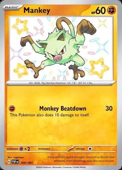 Mankey 169/91 Paldean Fates Pokemon card