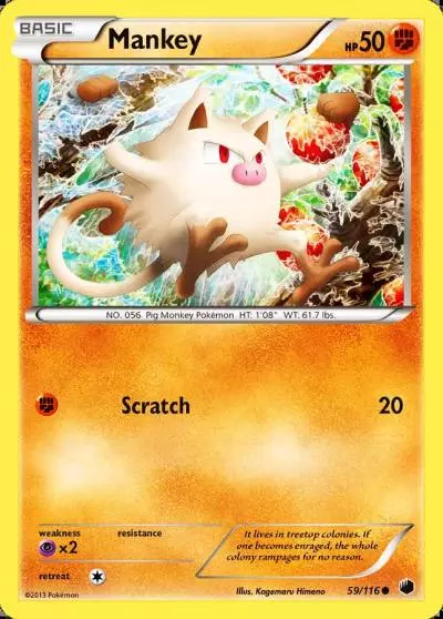 Mankey 59/116 Plasma Freeze Pokemon card