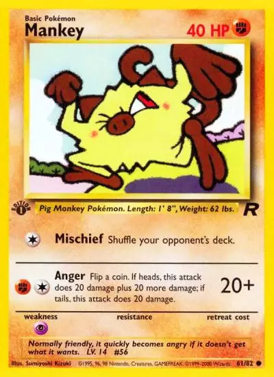Mankey 61/82 Team Rocket Pokemon card