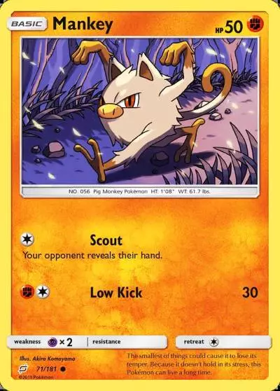 Mankey 71/181 Team Up Pokemon card