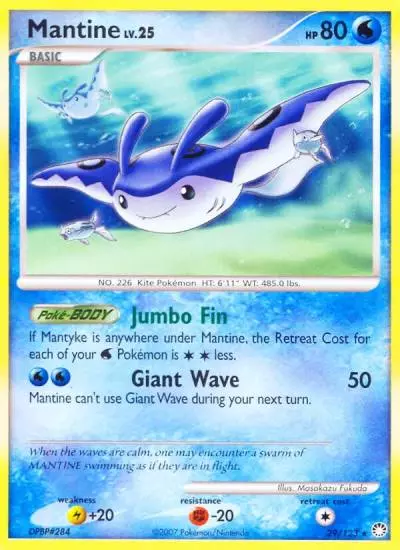 Mantine 29/123 Mysterious Treasures Pokemon card