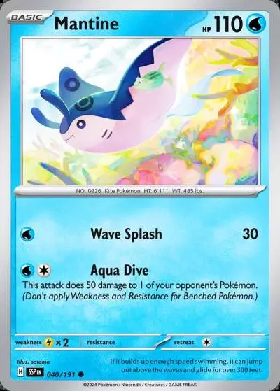 Mantine 40/191 Surging Sparks Pokemon card