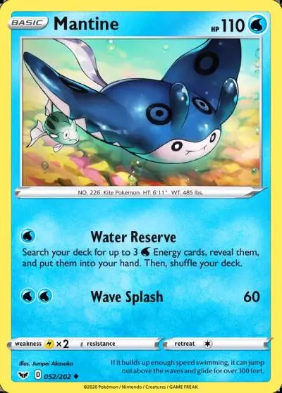 Mantine 52/202 Sword & Shield Pokemon card