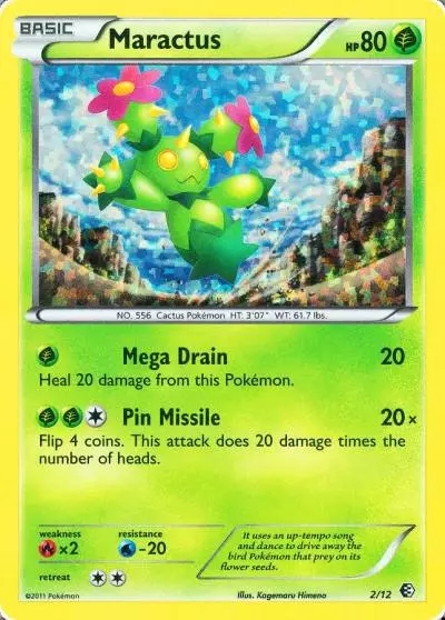 Maractus 2/12 McDonald's Collection 2011 Pokemon card