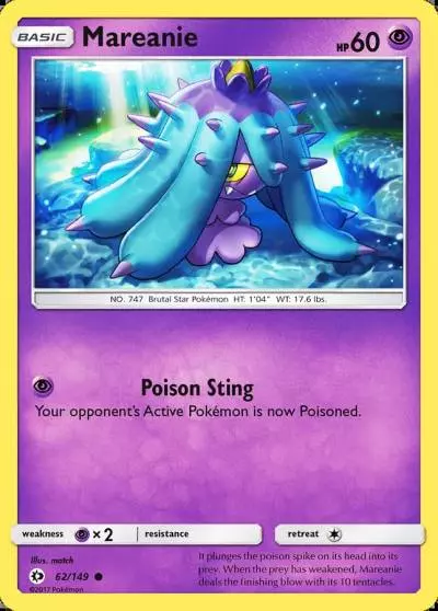 Mareanie 62/149 Sun & Moon Pokemon card