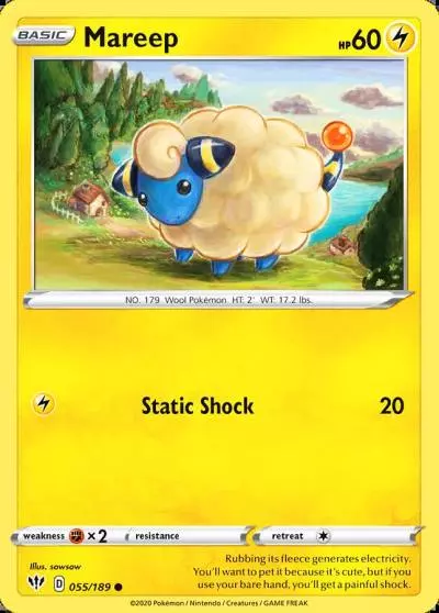 Mareep 55/189 Darkness Ablaze Pokemon card