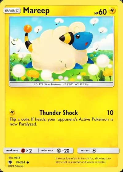 Mareep 76/214 Lost Thunder Pokemon card