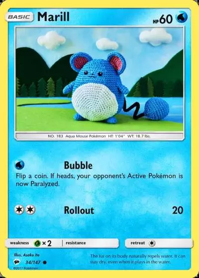 Marill 34/147 Burning Shadows Pokemon card