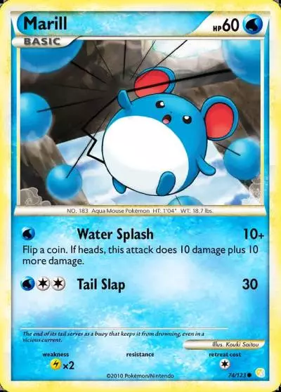 Marill 74/123 HeartGold & SoulSilver Pokemon card